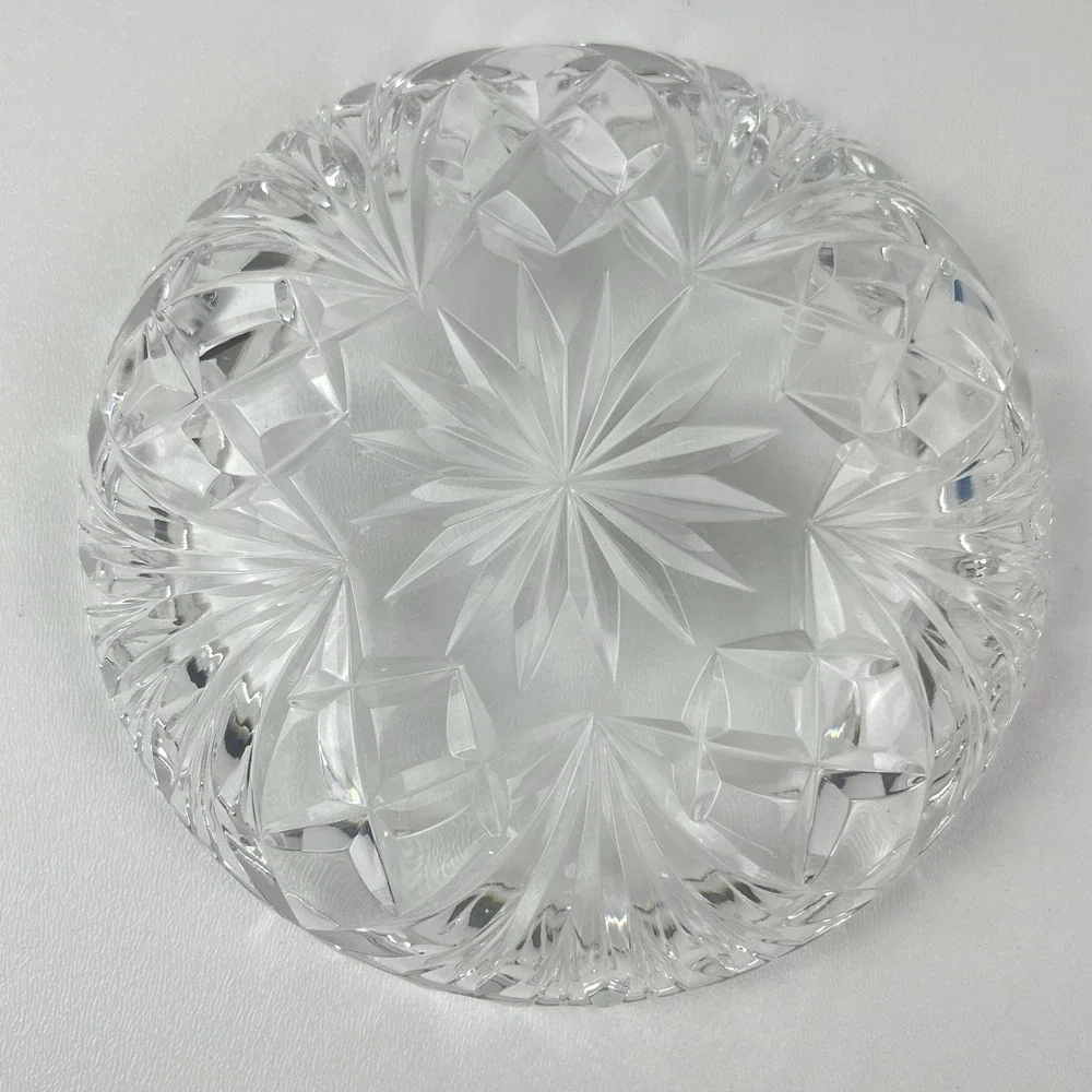 Vintage Cut Glass‎ Lead Crystal Plate Ashtray Candy Dish 5.5